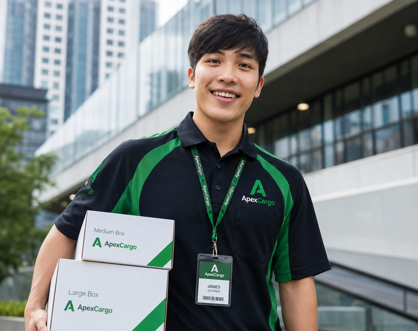 ApexCargo courier with branded packages