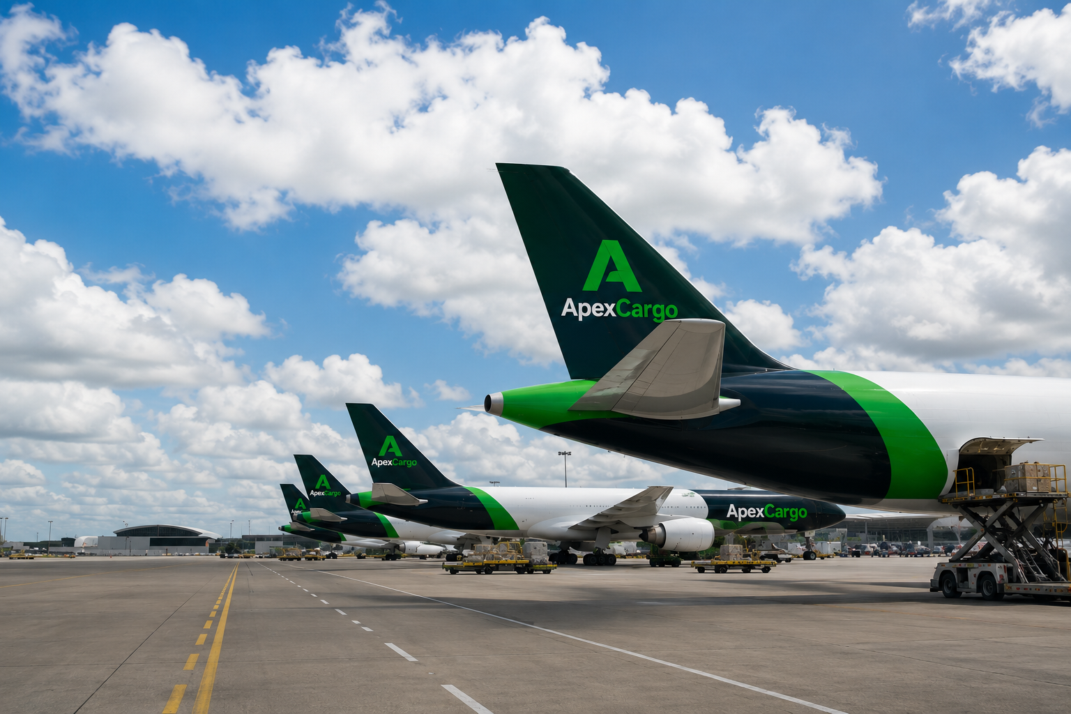 ApexCargo cargo aircraft lined up on the tarmac